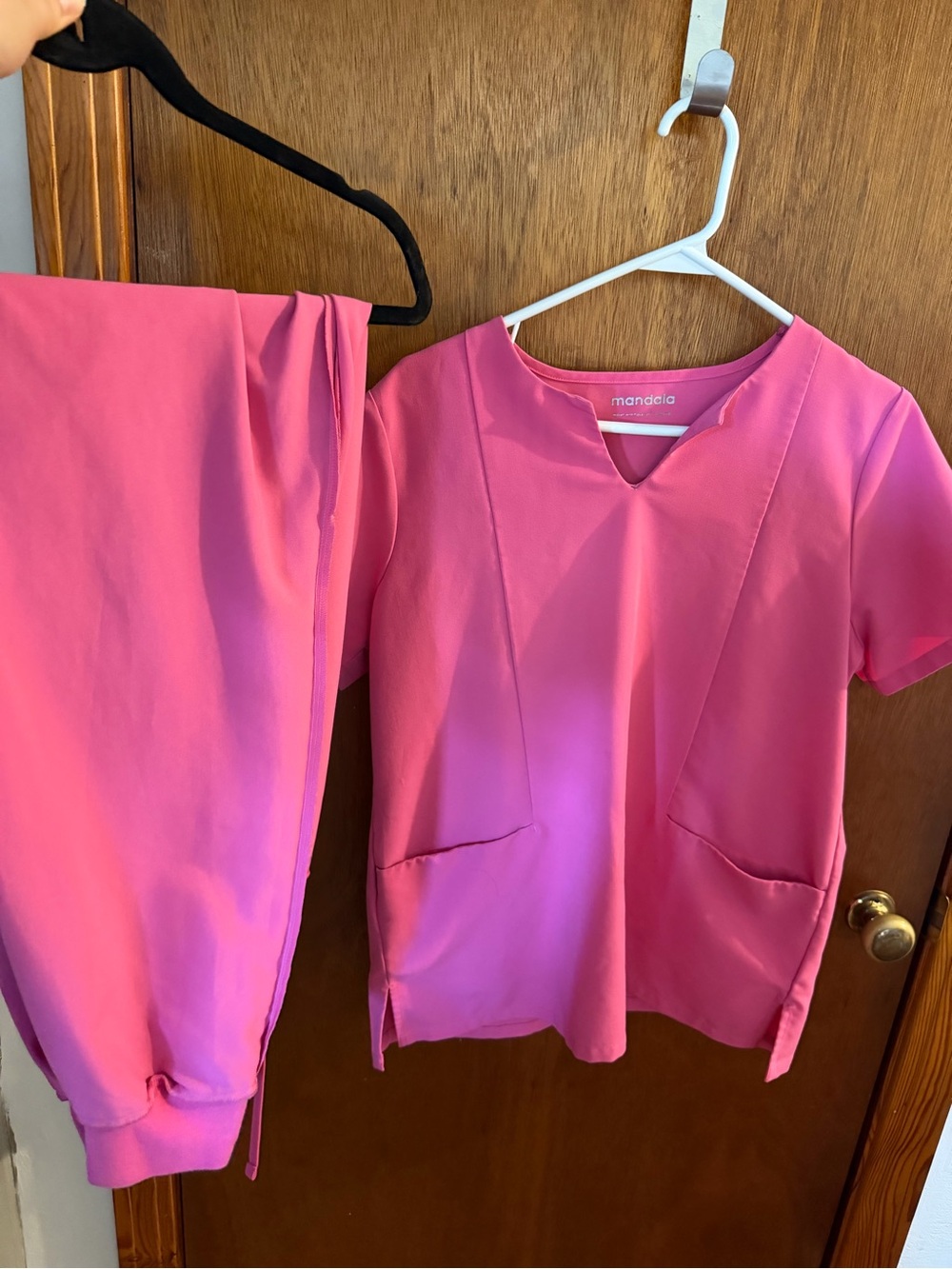 Mandela Women’s Pink Scrub Top and Jogger Pants
